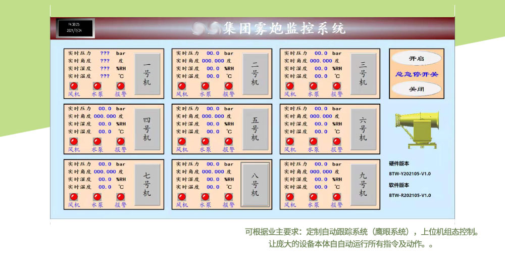 100型固定雾炮机产品特点介绍图2上位机图示